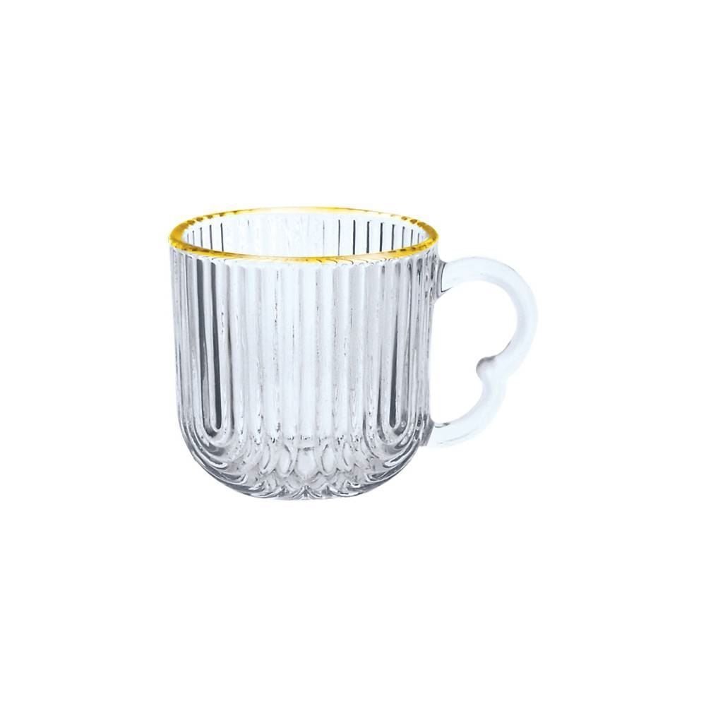 Xícara de Chá Vidro Laure 180Ml Allmix - Filete Dourado
