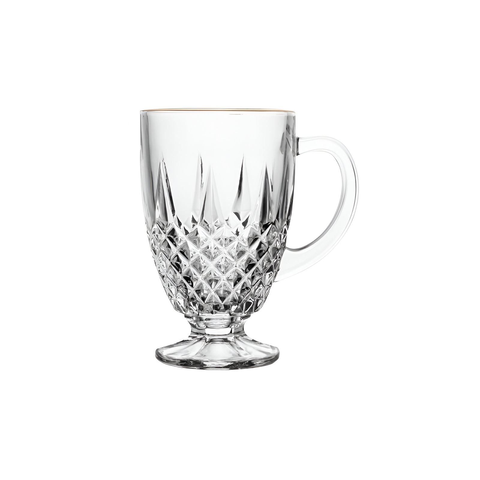 Xícara Diamante Com Filete Dourado 150 Ml - Transparente