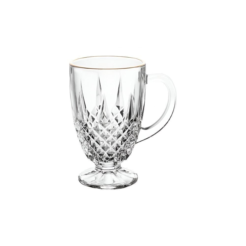 Xícara Diamante Com Filete Dourado 150 Ml - Transparente