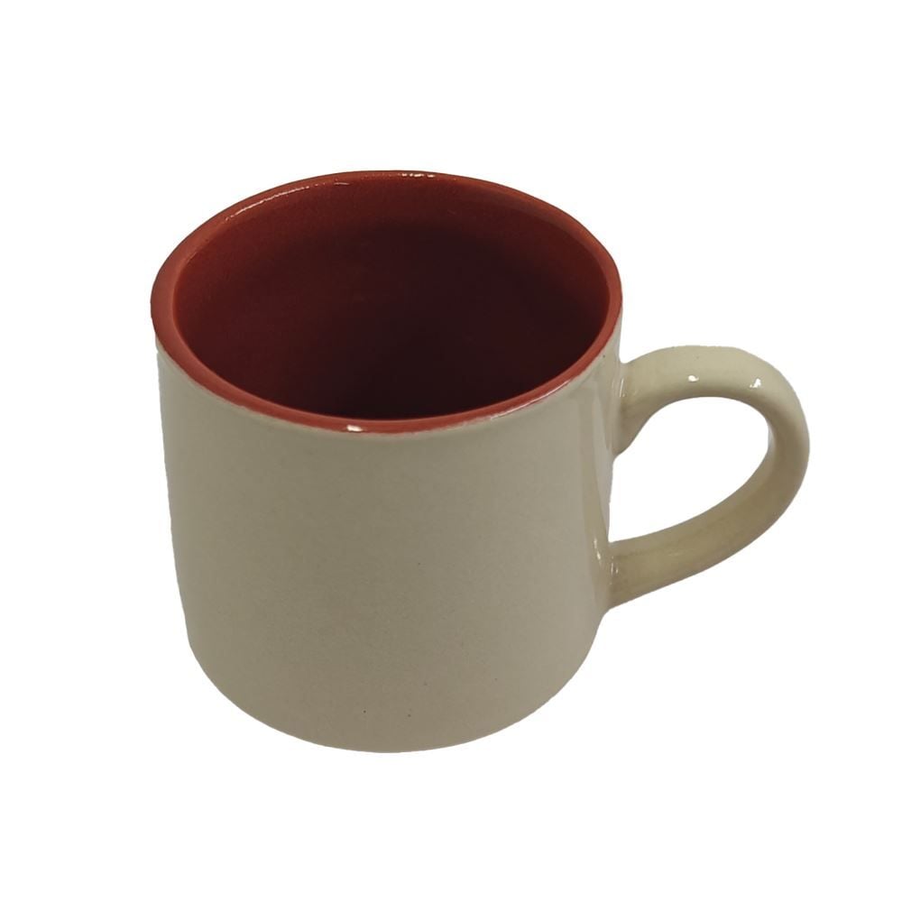 Xicara Para Café Cerâmica 90Ml Off-White/Bordô