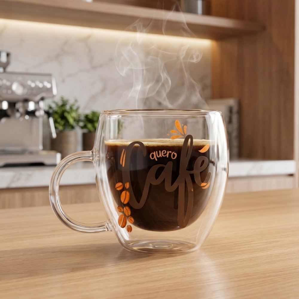 Xícara Parede Dupla de Vidro Café Majestic - 250 ml