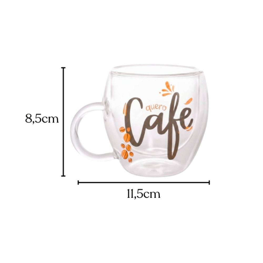 Xícara Parede Dupla de Vidro Café Majestic - 250 ml