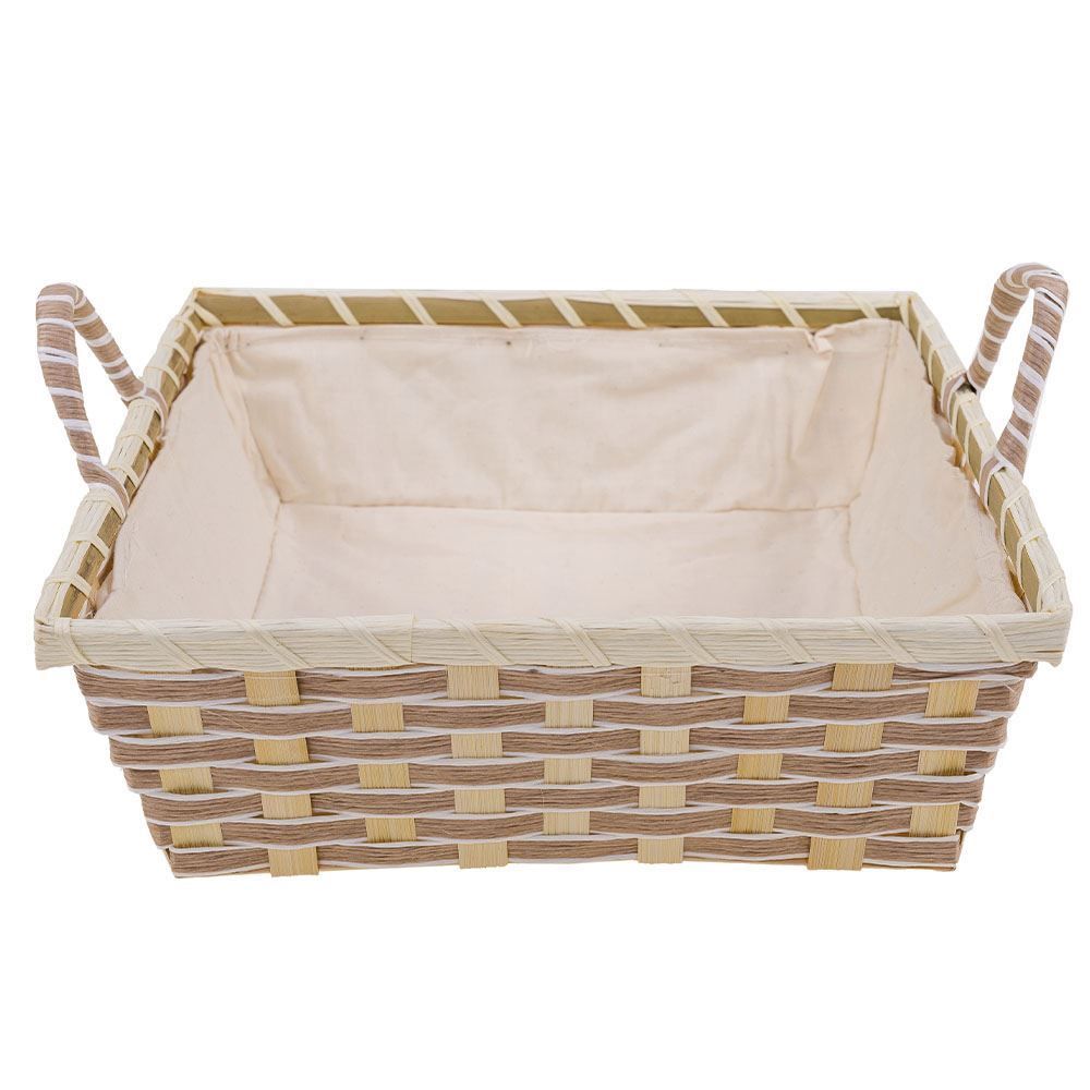 Cesta Quadrada Tecido Natural 26Cm - Trama