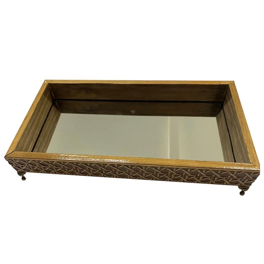 Bandeja Espelhada C/ Pe 15X30cm - Bege