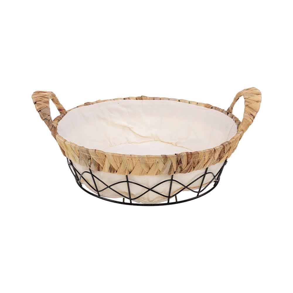 Cesta Redonda Aramada Tecido Natural 27Cm - Trama