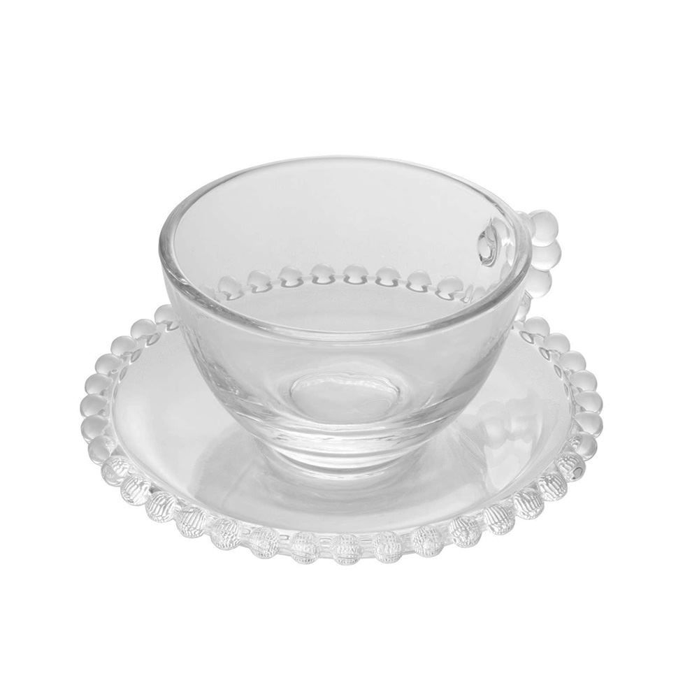 Xicara Cha C/ Pires Pearl 180Ml - Cristal