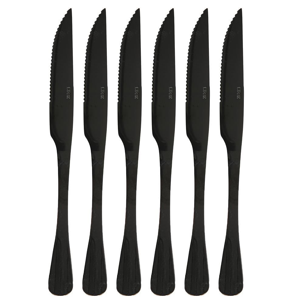 Jogo Facas Churrasco Positano 23Cm 6Pc - Preto