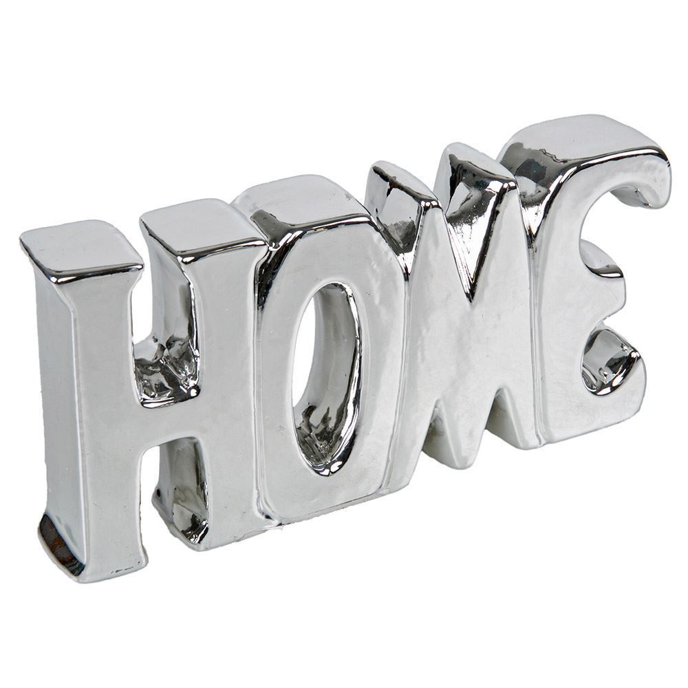 Palavra Decorativa Home Prateada 18,5X3,5X9cm - Prata