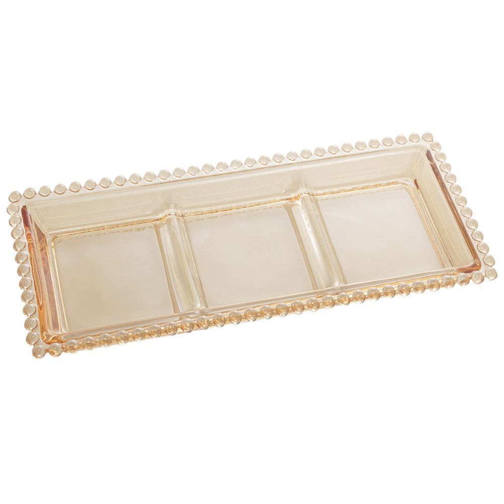 Petisqueira 3Div Pearl Ambar 30X13x3cm - Âmbar