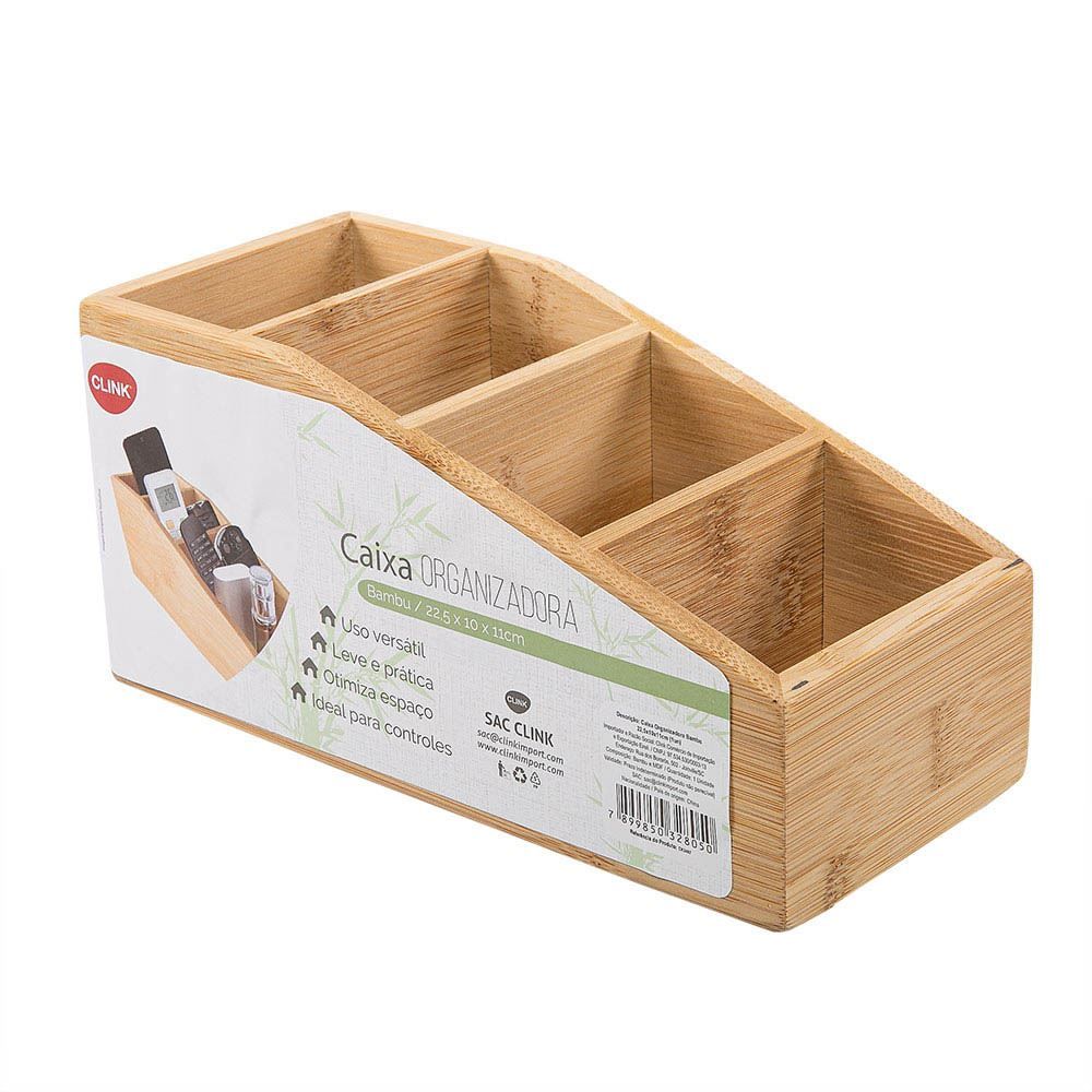Caixa Organizadora Controles Bambu 22,5X10x11cm - Bambu
