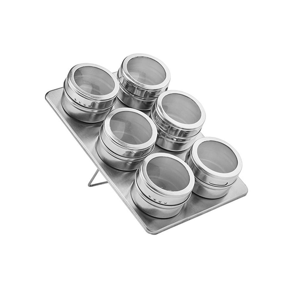 Porta Condimentos Magnetico Inox 6Pc - Retangular