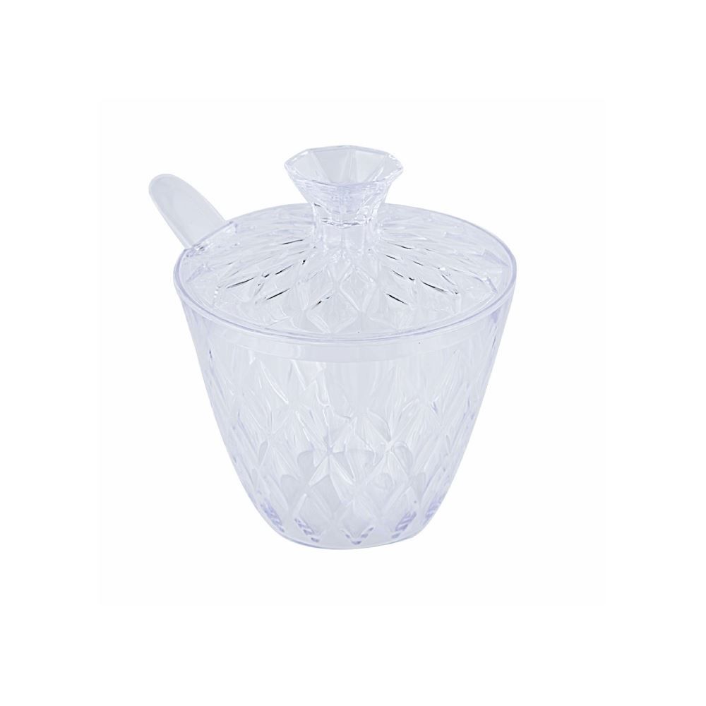 Açucareiro Com Colher Glamour Plasútil 330Ml - Transparente