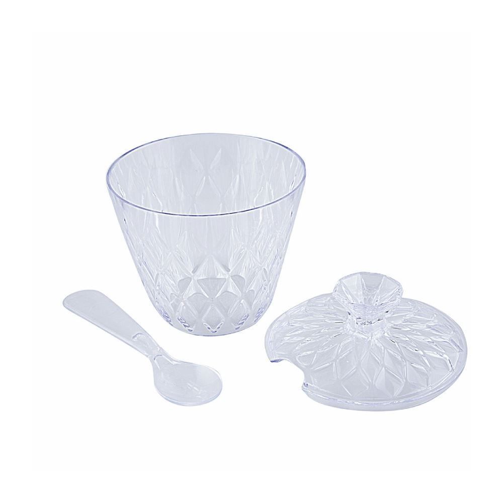 Açucareiro Com Colher Glamour Plasútil 330Ml - Transparente