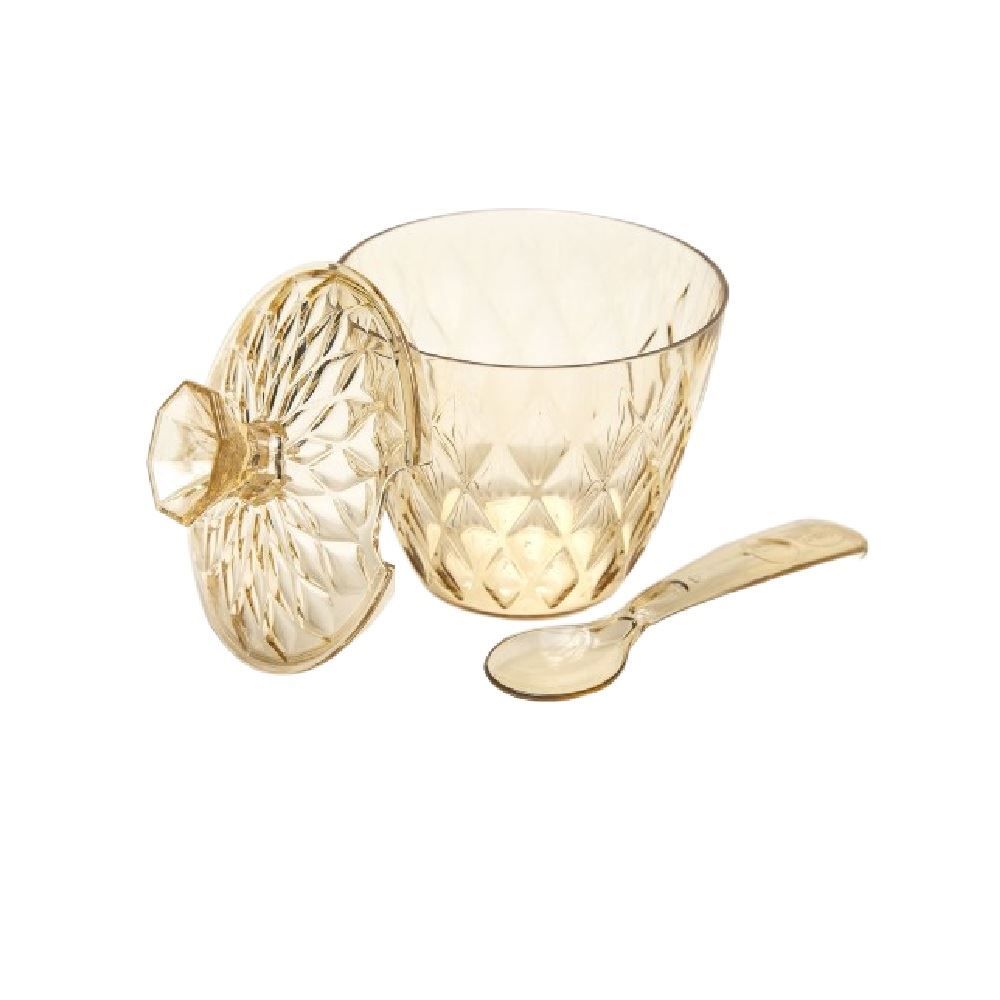 Açucareiro Com Colher Glamour Plasútil 330Ml - Ambar