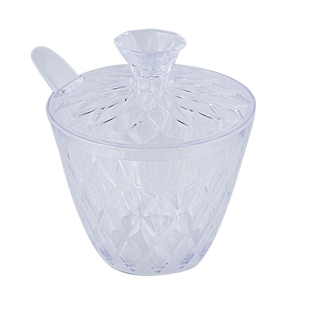 Açucareiro Com Colher Plasútil Glamour 330Ml - Transparente