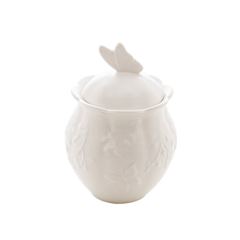 Açucareiro Lyor De Porcelana Butterfly 9,5 X 13Cm - Branco