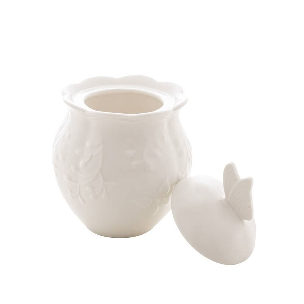 Açucareiro Lyor De Porcelana Butterfly 9,5 X 13Cm - Branco
