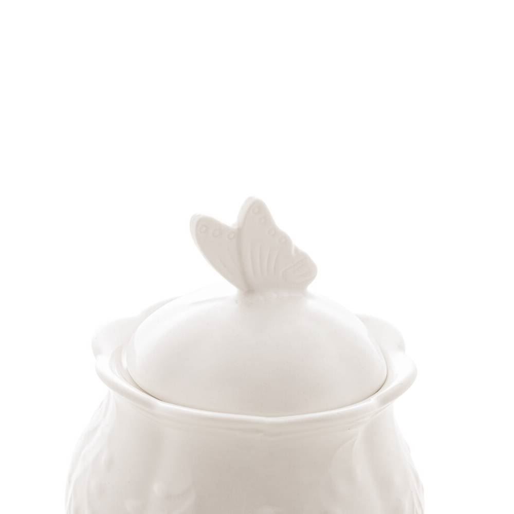 Açucareiro Lyor De Porcelana Butterfly 9,5 X 13Cm - Branco