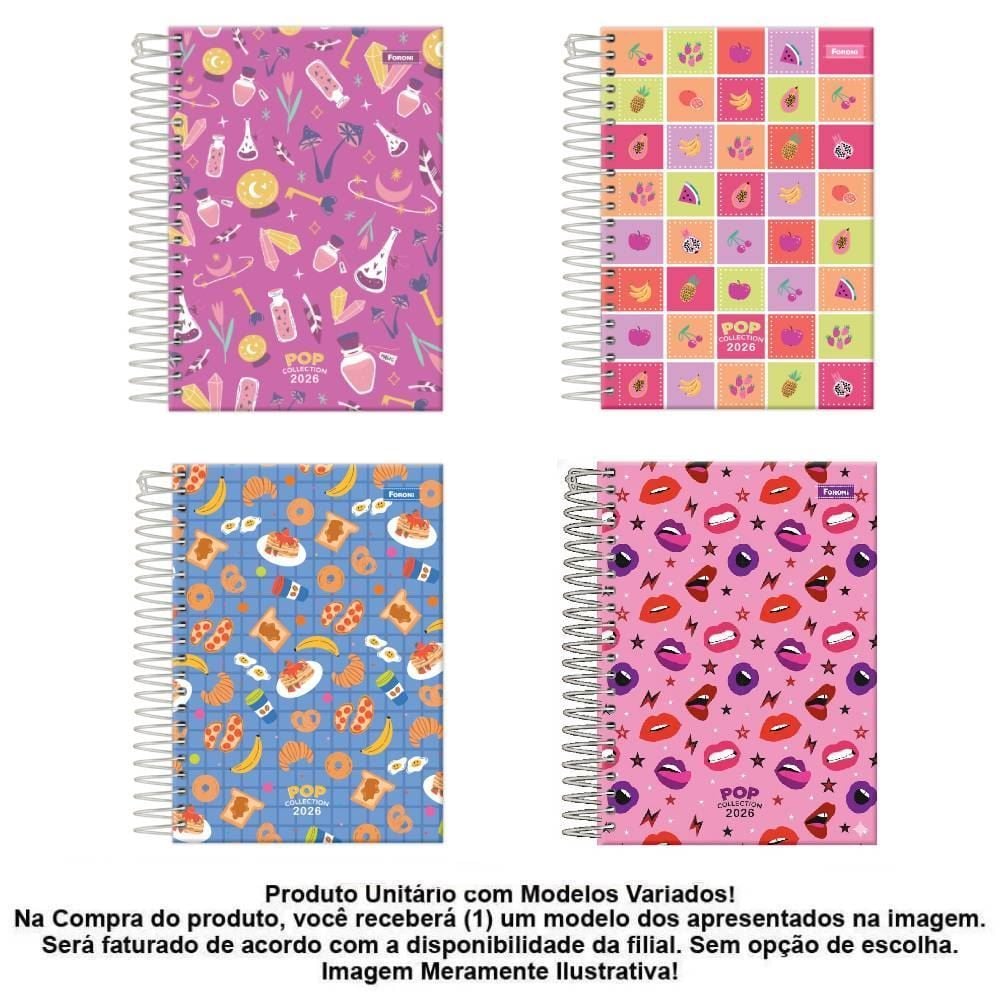 Agenda Espiral 2026 Pop Collection 176 Folhas Foroni - Sortido
