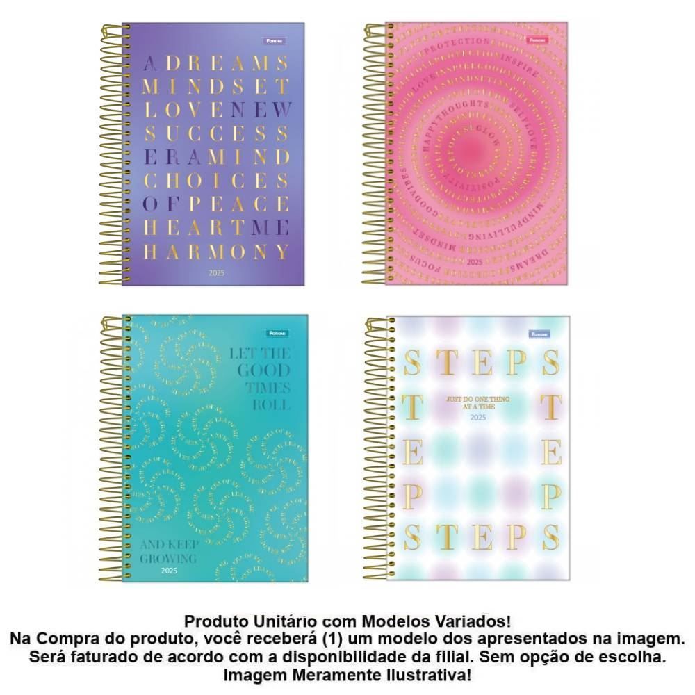 Agenda Espiral Blush 176 Folhas Foroni - Sortido