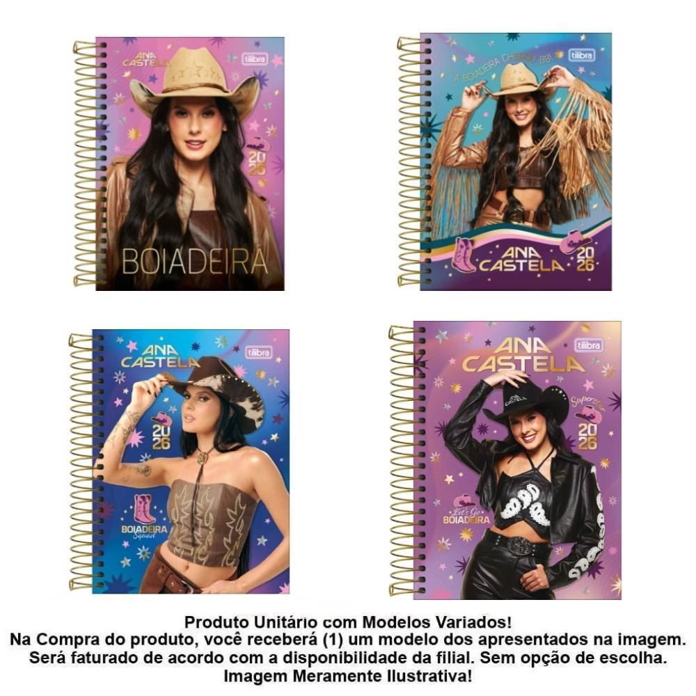 Agenda Espiral 2026 Ana Castela 160 Folhas Tilibra - Sortido