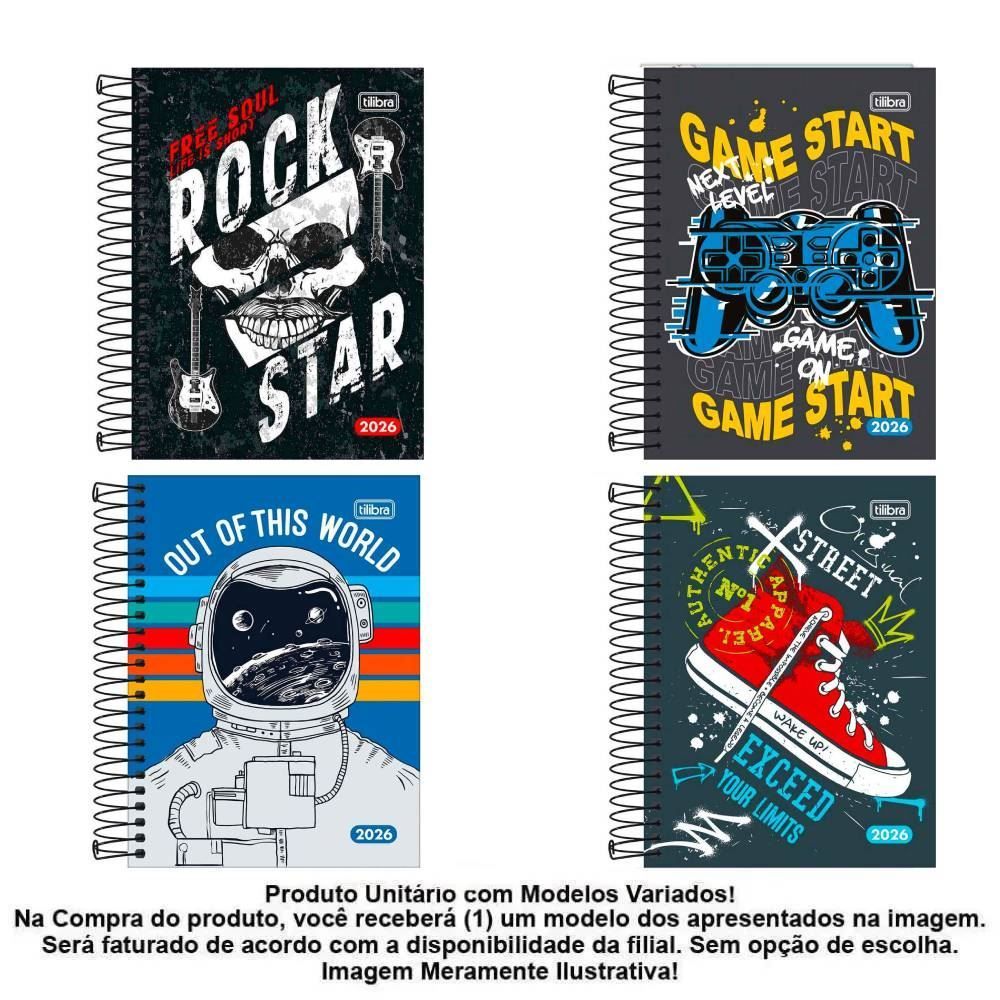 Agenda Espiral 2026 Pepper Masculina 160 Folhas Tilibra - 179035