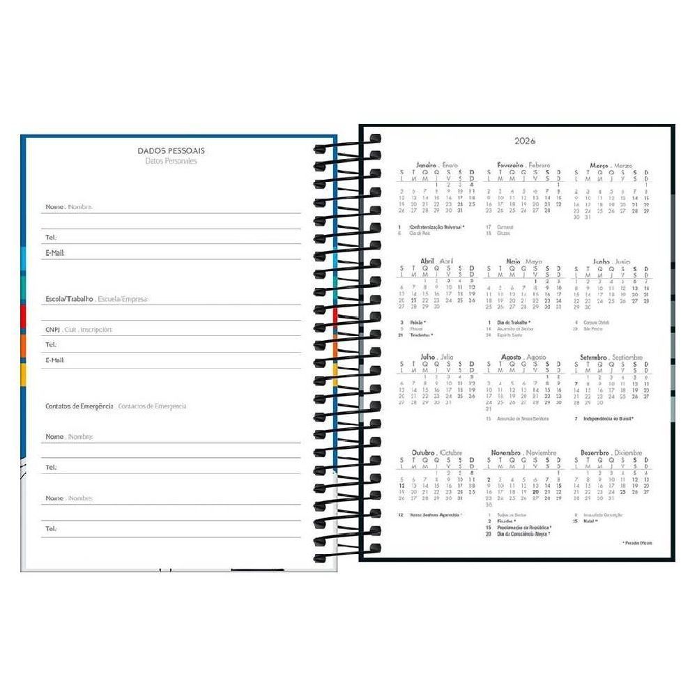 Agenda Espiral Pepper Masculina 2026 160 Folhas Tilibra - Sortido