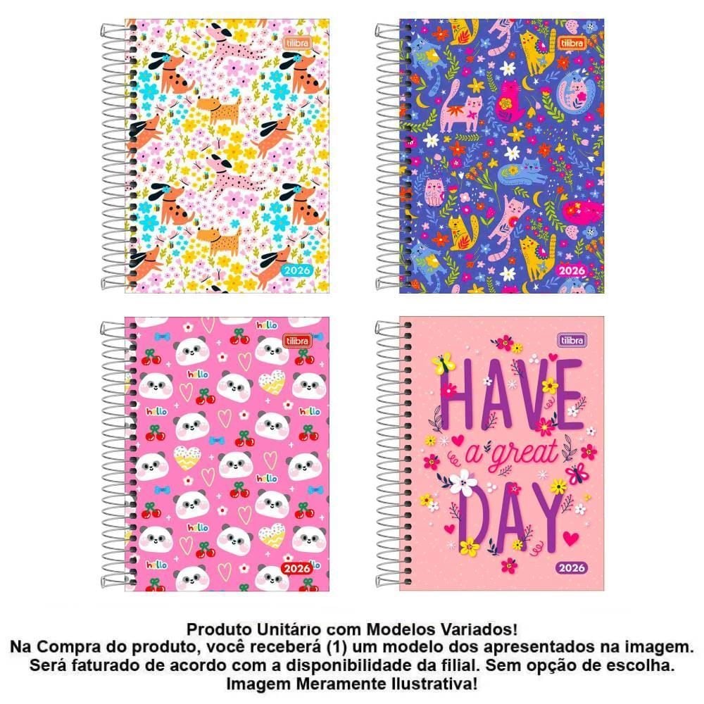 Agenda Espiral 2026 Pepper Feminina 160 Folhas Tilibra - 179604