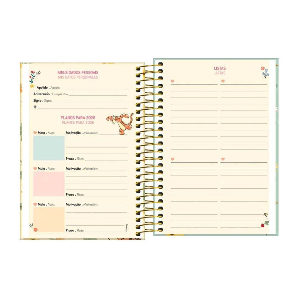 Agenda Espiral 2026 Ursinho Pooh 176 Folhas Tilibra - Sortido