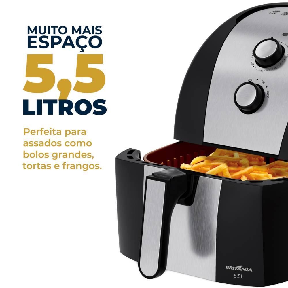Air Fryer Britânia 5,5 Litros Antiaderente Gold 1500W BFR51