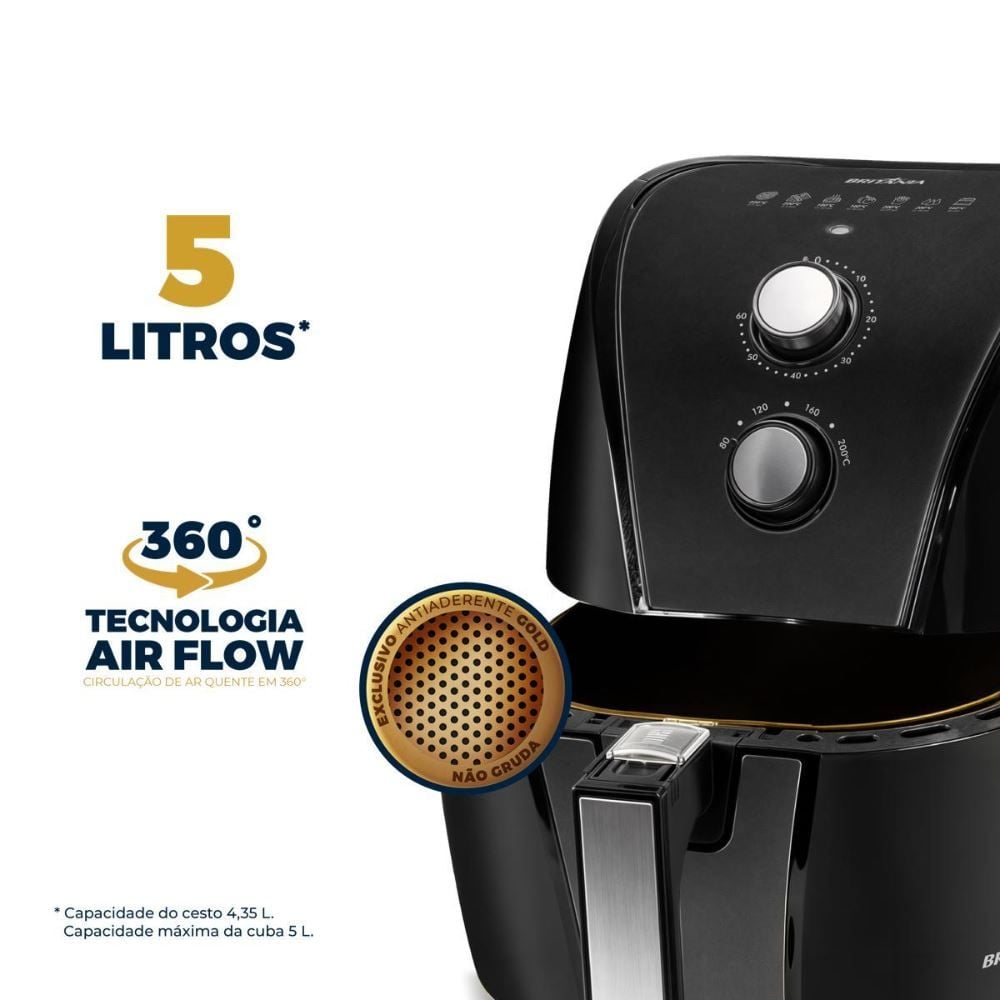 Air Fryer Britânia 5L Antiaderente Gold 1500W BAF45A Britania