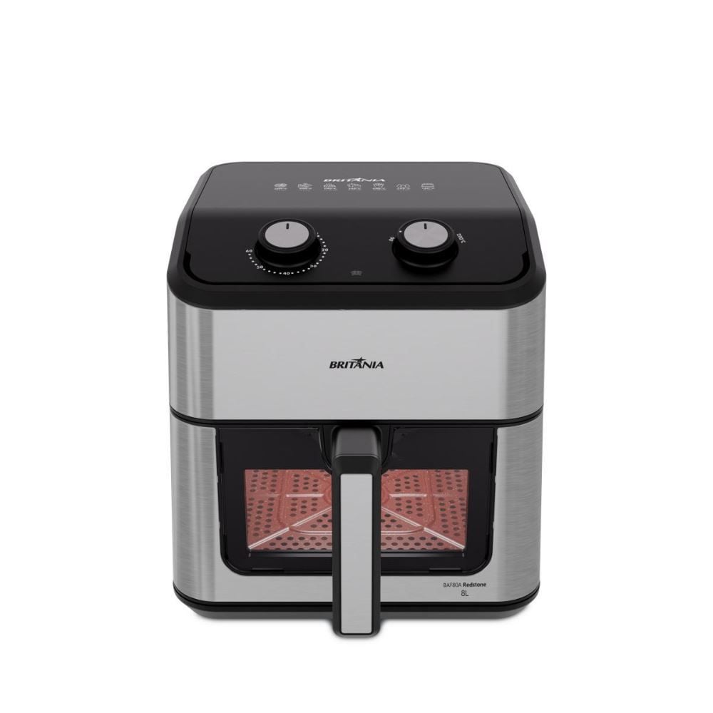 Air Fryer Britânia 8 Litros 3 em 1 Redstone Cesto Quadrado BAF80A