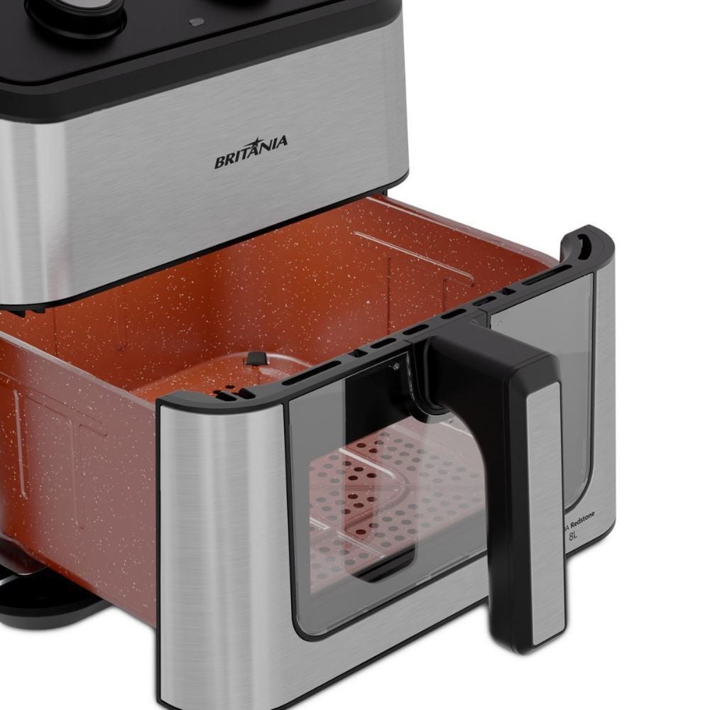 Air Fryer Britânia 8 Litros 3 em 1 Redstone Cesto Quadrado BAF80A