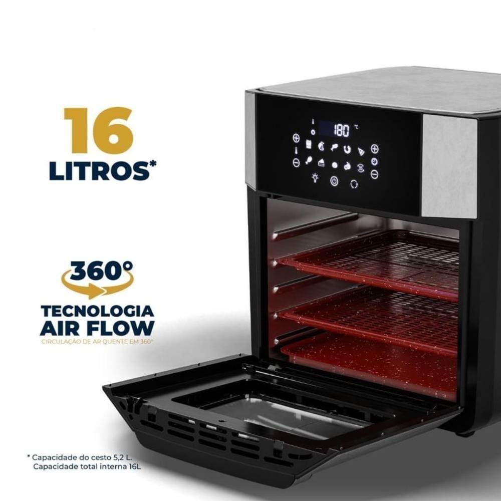 Fritadeira Air Fryer Oven Britânia 16 Litros 4 em 1 Porta Removível BAF16A