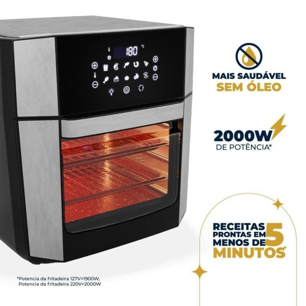 Fritadeira Air Fryer Oven Britânia 16 Litros 4 em 1 Porta Removível BAF16A