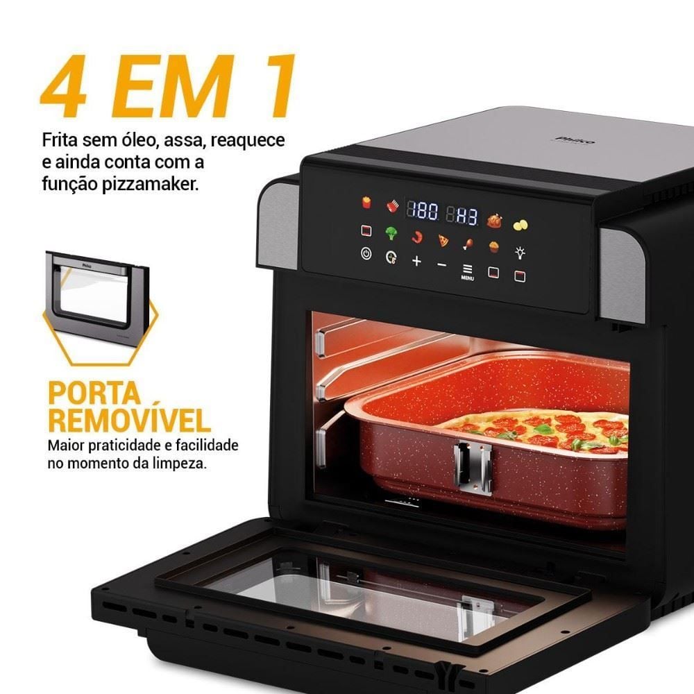 Air Fryer Oven Philco 15 Litros Dupla Resistência 1800W PAF15B