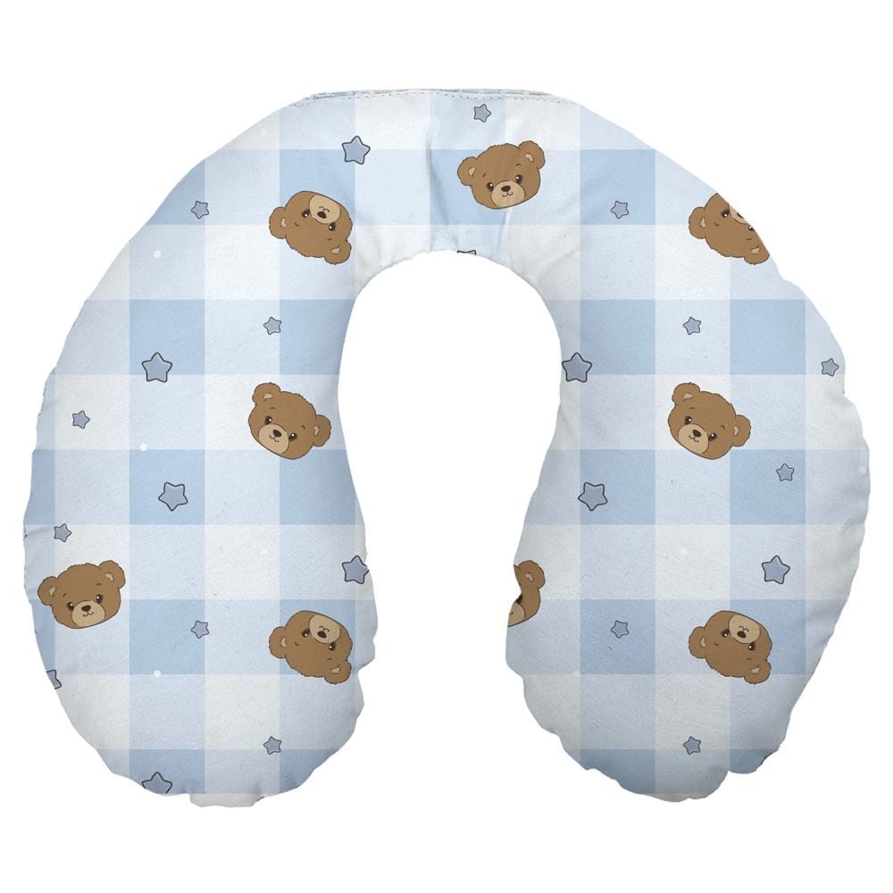 Almofada Apoio De Pescoço Toque Aveludado Havan Baby - URSO AZUL