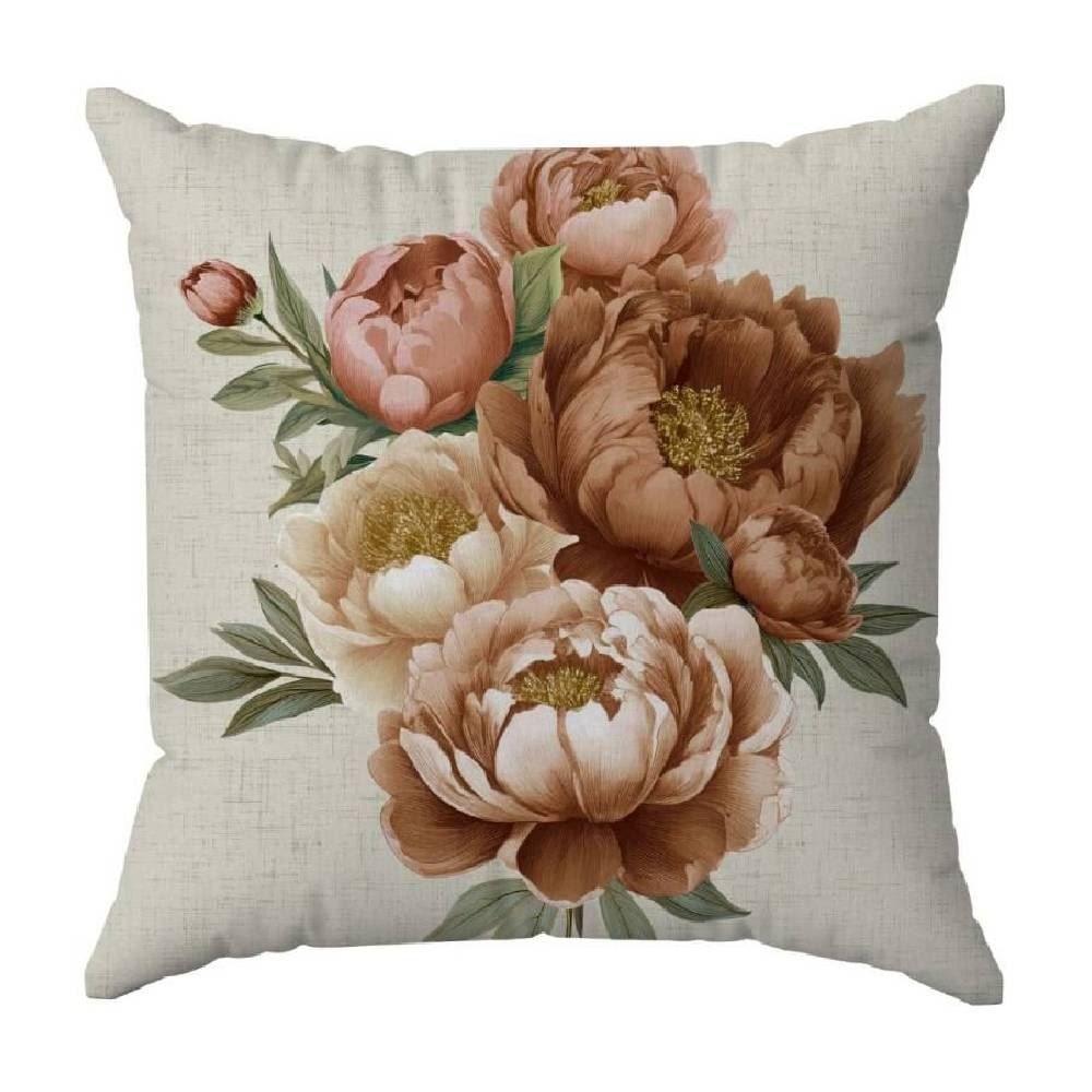 Almofada Decorativa Com Estampa 45X45 Cm Havan Casa - Peonias Salmão 