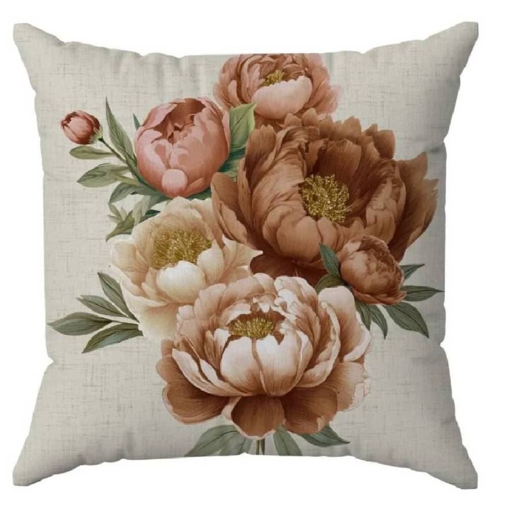 Almofada Decorativa Estampada 45X45 cm Havan Casa - Peonias Salmão 