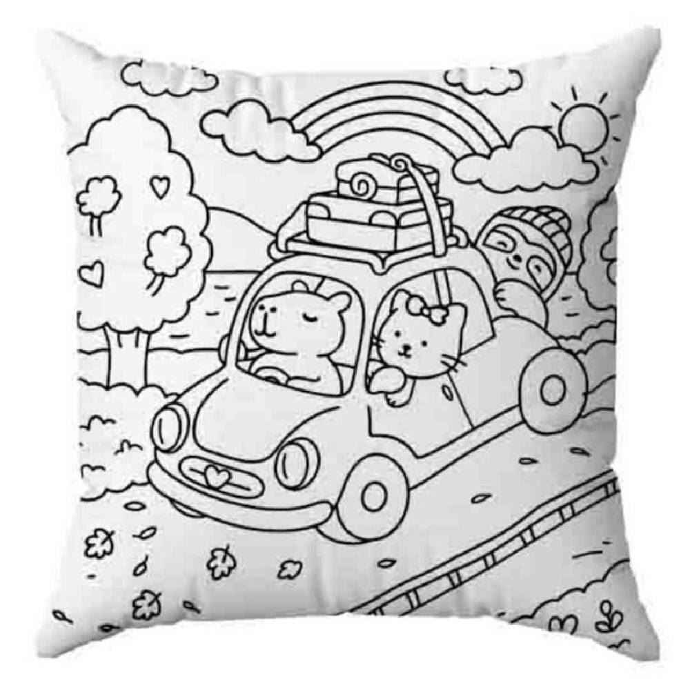 Almofada Decorativa Infantil para Colorir 38X38 cm Havan Casa - Viagem