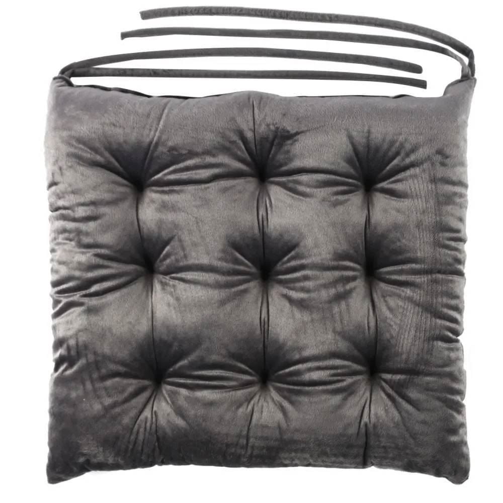 Almofada Para Assento Futton 42X42cm Veludo Italiano - Ardósia Cinza