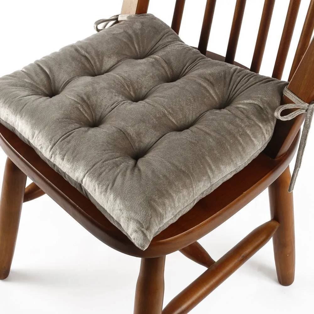 Almofada Para Assento Futton 42X42cm Veludo Italiano - Taupe