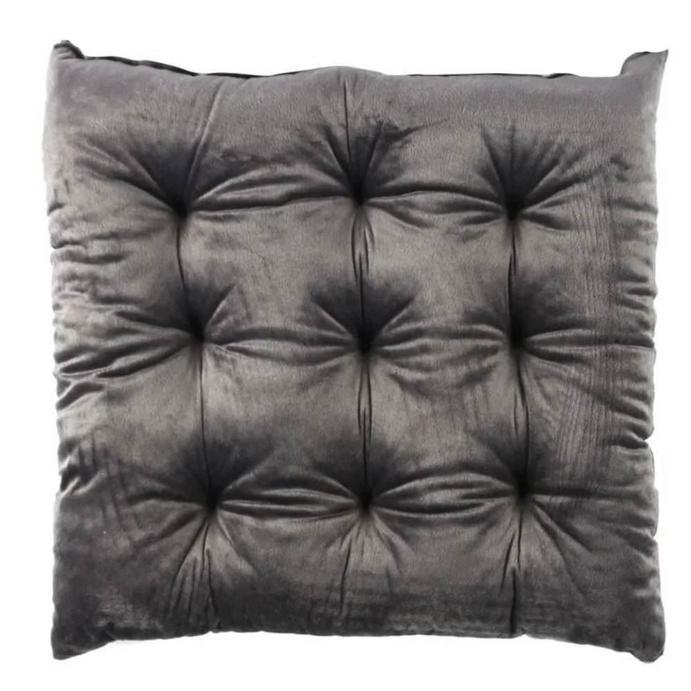 Assento Futton 42X42 cm Veludo Italiano Havan Casa - Ardósia Cinza
