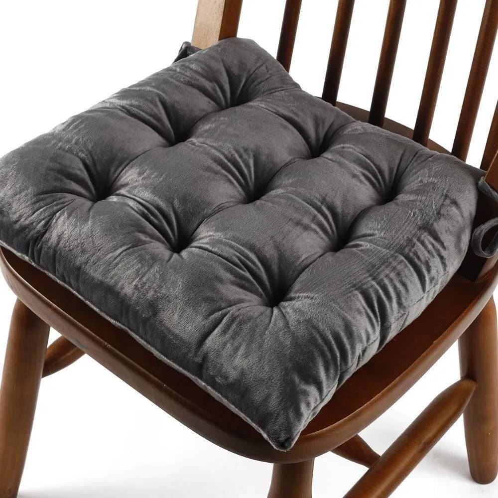 Assento Futton 42X42 cm Veludo Italiano Havan Casa - Ardósia Cinza