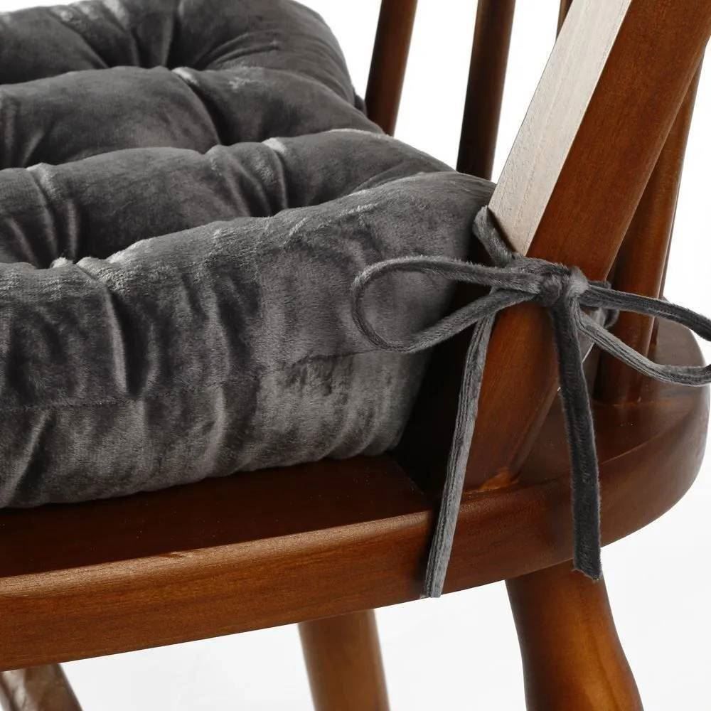 Assento Futton 42X42 cm Veludo Italiano Havan Casa - Ardósia Cinza