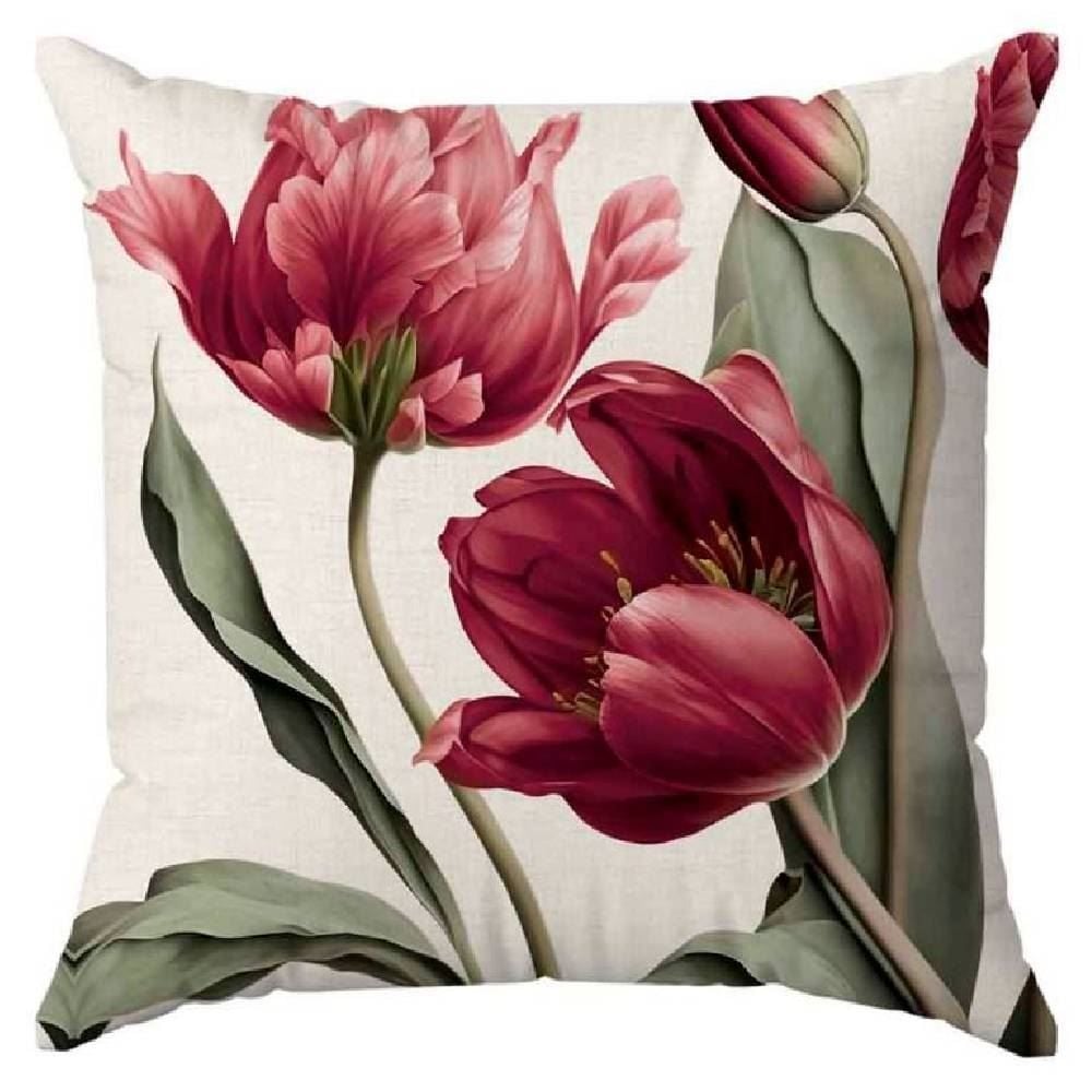 Almofada Veludo 48X48 Cm Estampada Havan Casa - Tulipa Marsala