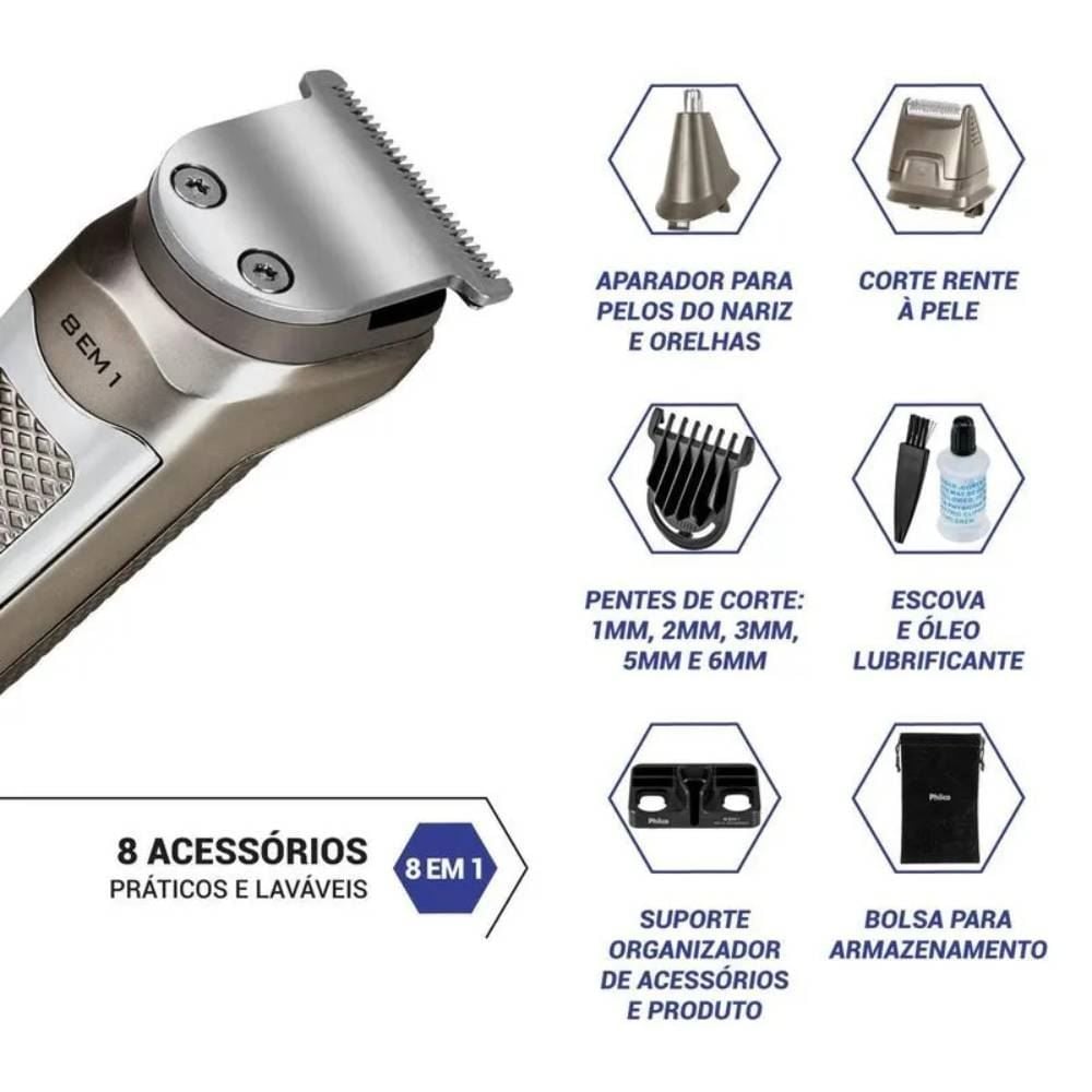 Aparador De Pelos Philco Multigroom 8 Em 1 Pap16 Bivolt