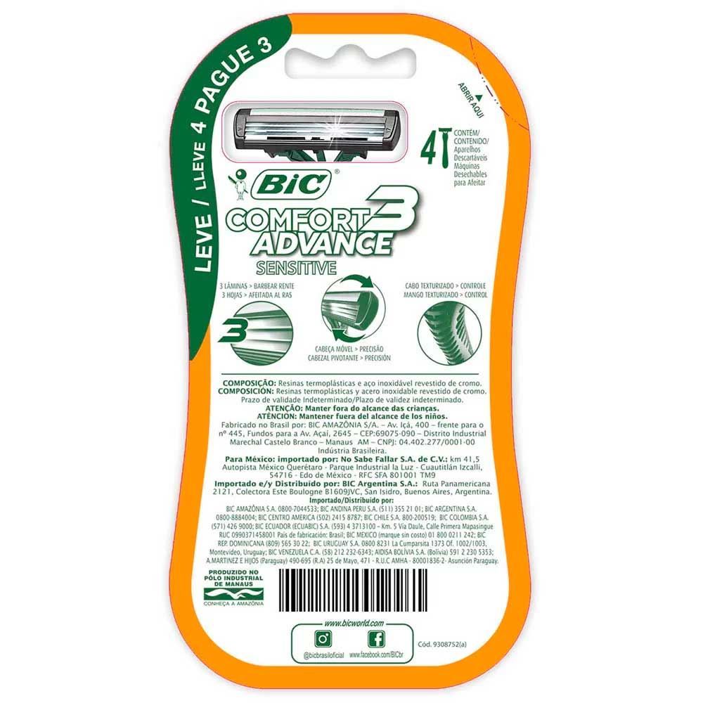 Aparelho De Barbear Bic Comfort 3 Advance Sensitive - 9298501