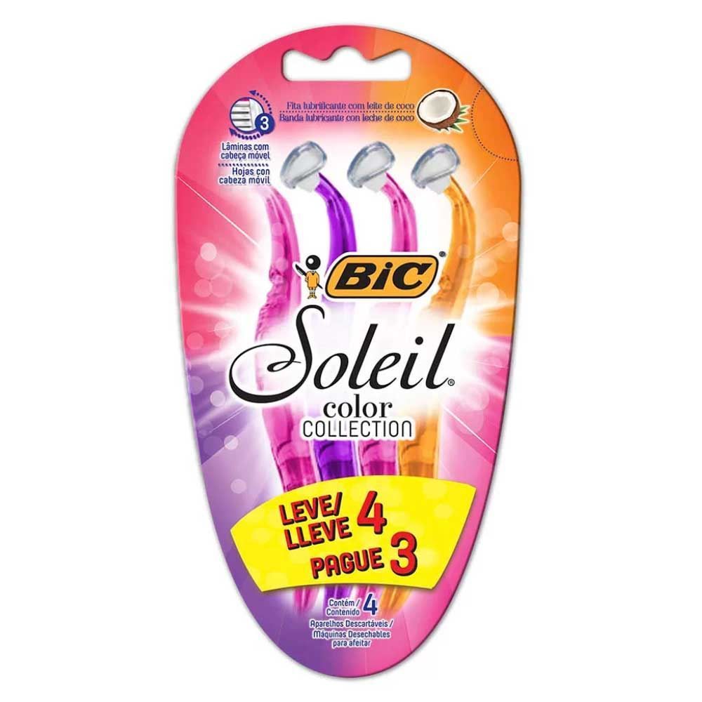 Aparelho De Depilar Soleil Rosa/Roxo/Laranja 4 Unidades Bic - 930183