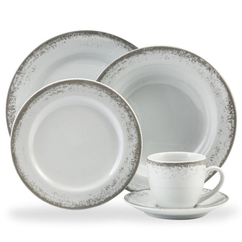 Aparelho De Jantar De Porcelana Névoa Cinza Schmidt 30 Peças - Porcelana